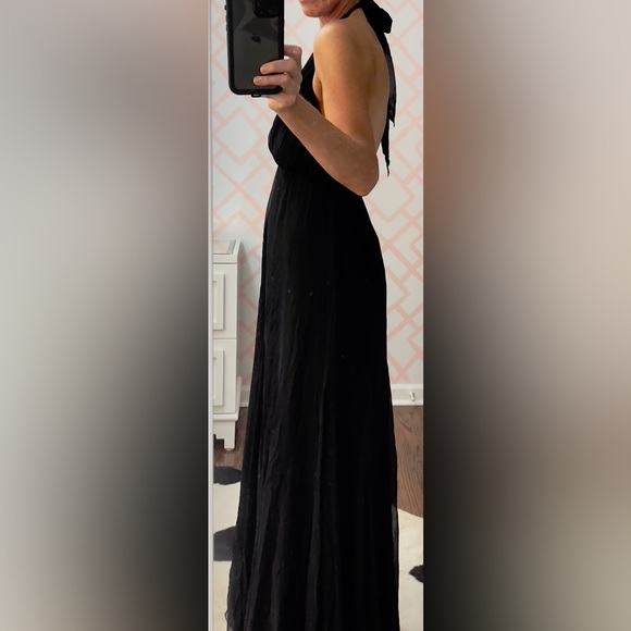 Alice & Olivia, black chiffon halter dress, size 2 - Picture 2 of 12